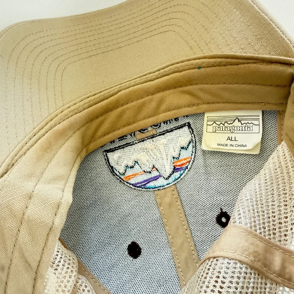 Patagonia 1973 Logo Trucker Hat Brown Tan Mesh Snapback Cap One‎ Size Adult